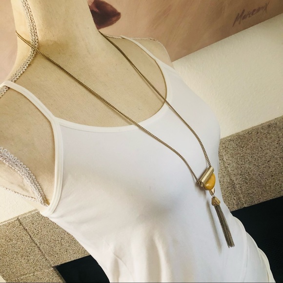 Charming Charlie marble tassel medallion long length necklace - Picture 2 of 5